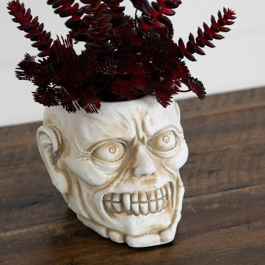 10" Artificial Halloween Succulent Plant in Zombie Halloween Planter